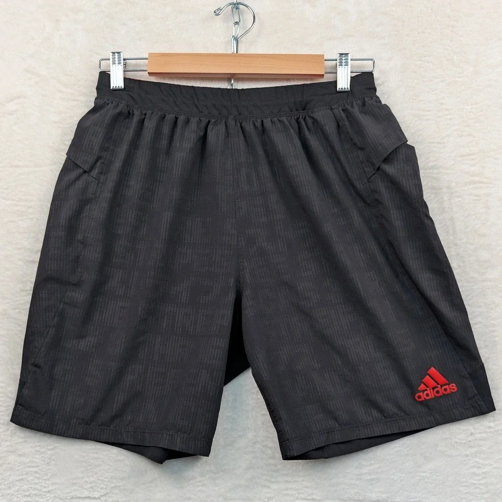Adidas Shorts Men's Medium Black Red Accent Climalite Retro Athletic Gym Running